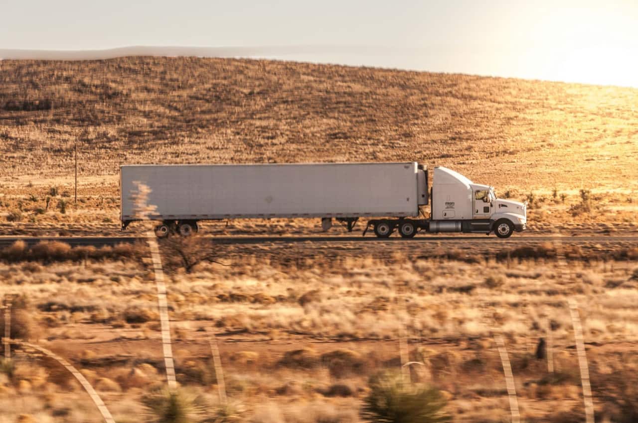 Freight trucks on a North American highway